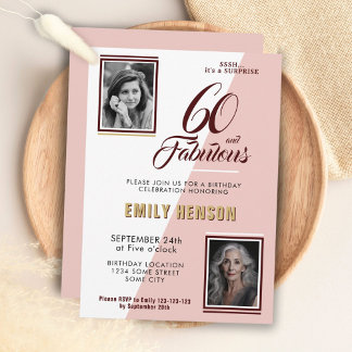 Moderne 60 und fabelhafte 2 Foto 60. Geburtstag Einladung