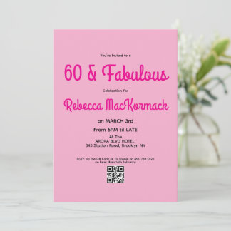 Moderne 60 und fantastische rosa 60. Geburtstagsfe Einladung