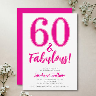 Moderne 60 und fantastische rosa 60. Geburtstagsfe Einladung