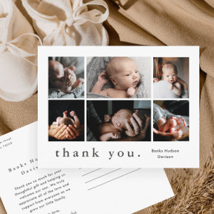 Moderne 6-Foto-Collage-Baby-Dankeschön Postkarte