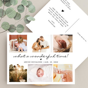 Moderne 6-Foto-Collage Neue Baby-Dankeschön-Karte Feiertagspostkarte