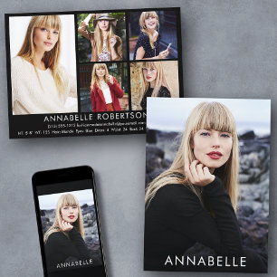 Moderne 6 Foto Fashion Modeling Model Comp Card Einladung