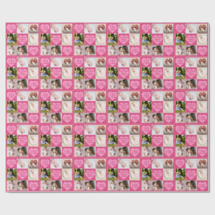 Moderne 6-Foto-pink Geburtsanzeige Baby Mädchen Geschenkpapier