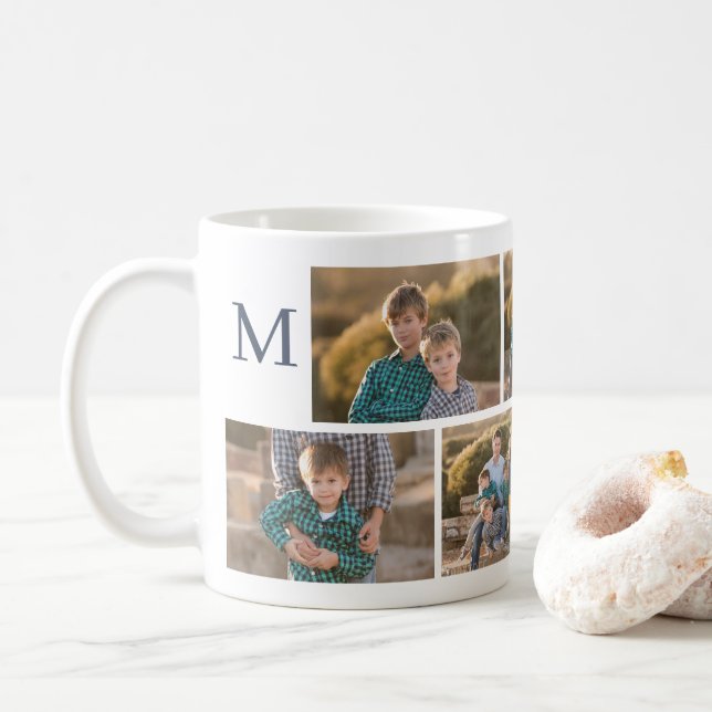 Moderne 6 Fotomaterial mit Monogramm Kaffeetasse (Mit Donut)