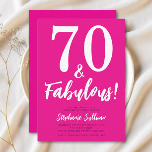 Moderne 70 und Fabelhafte Pink 70. Geburtstagsfeie Einladung