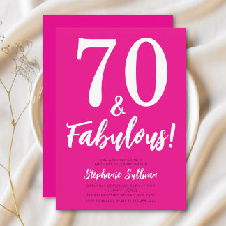 Moderne 70 und Fabelhafte Pink 70. Geburtstagsfeie Einladung