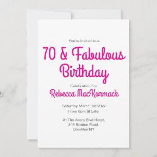 Moderne 70 und fantastische rosa 70. Geburtstagsfe Einladung