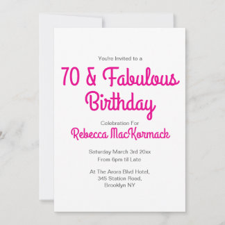 Moderne 70 und fantastische rosa 70. Geburtstagsfe Einladung