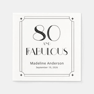Moderne 80 & Fabulous Schwarz-Weiß-Geburtstag Serviette