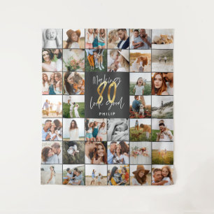 Moderne 80. Geburtstags-Multi-Foto- Wandteppich