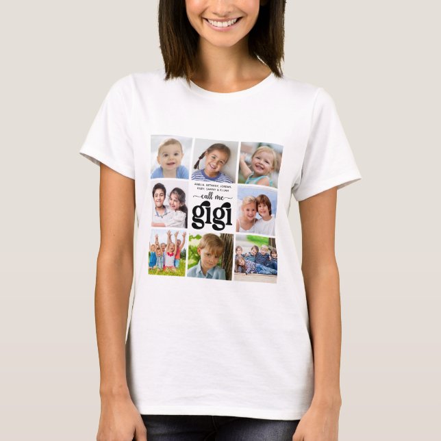 Moderne 8 Foto Collage Names nennen mich Gigi T-Shirt (Vorderseite)