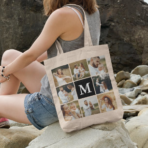 Moderne 8-Foto-Collage personalisiert  Tragetasche