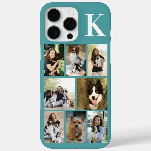 Moderne 8 Haustier-Foto Türkis Case-Mate iPhone Hülle (Rückseite)