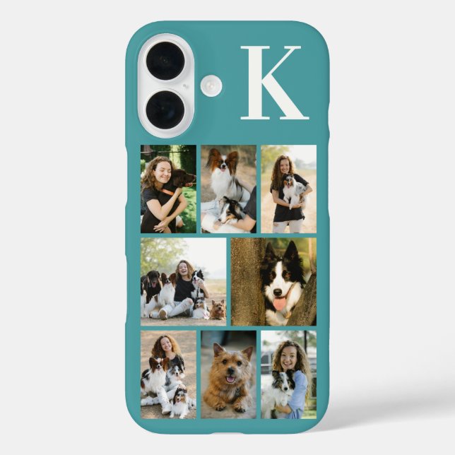 Moderne 8 Haustier-Foto Türkis Case-Mate iPhone Hülle (Rückseite)