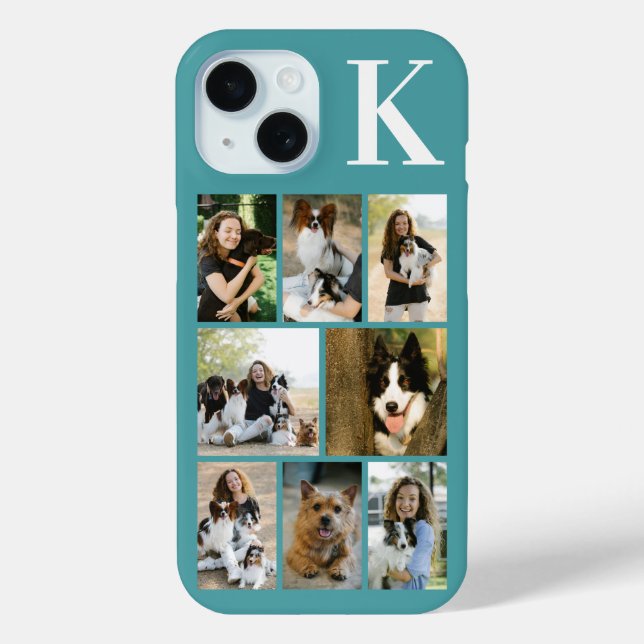 Moderne 8 Haustier-Foto Türkis Case-Mate iPhone Hülle (Rückseite)