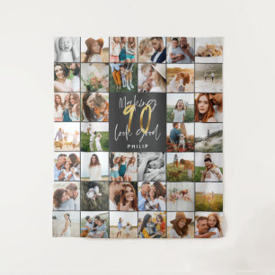Moderne 90. Geburtstags-Mehrfachfoto-Tapete Wandteppich
