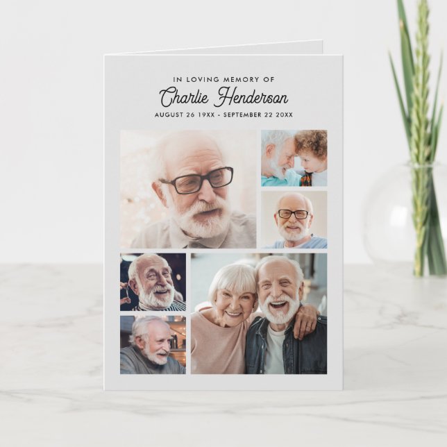 Moderne 9-Foto-Beerdigung/Feier des Lebens Programm (Vorderseite)