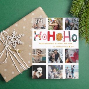 Moderne 9-Foto-bunte Weihnachtsgrüße Postkarte