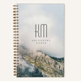 Moderne Abenteuer-Monogramm-Berg (für Männer) Notizbuch