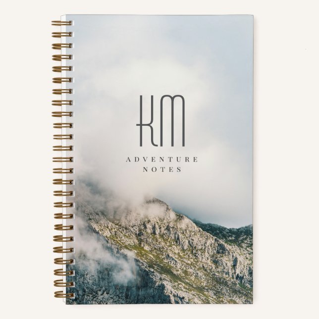 Moderne Abenteuer-Monogramm-Berg (für Männer) Notizbuch (Vorderseite)