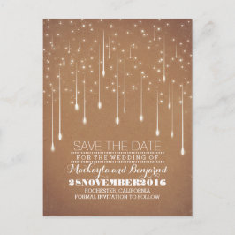 moderne, aber Vintage Stringlampen Save the Date Ankündigungspostkarte