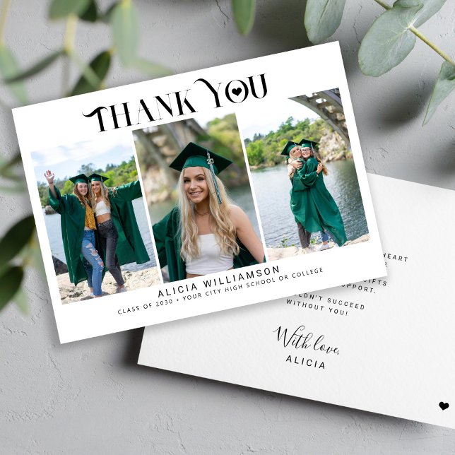 Moderne Abschluss 3 Foto Collage Vielen Dank Karte (Von Creator hochgeladen)