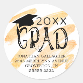 Moderne Abschluss Black Orange GRAD Rücksendeadres Runder Aufkleber