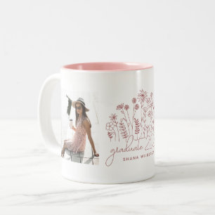 Moderne Abschluss Blühende Wildblume Graduierung Zweifarbige Tasse
