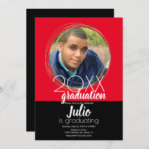 Moderne Abschluss Feier Zwei-Tone-Foto Rot Einladung