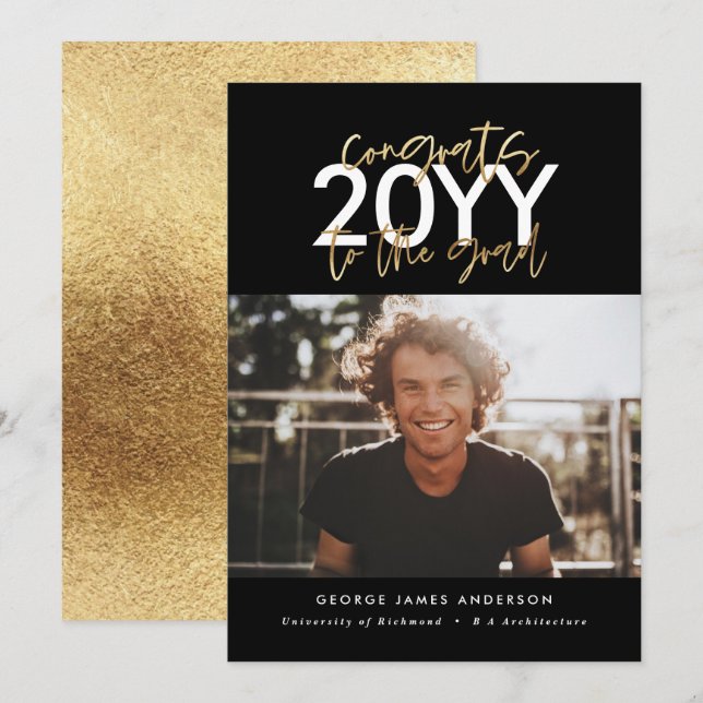 Moderne Abschluss-Foto mit Schwarz und Gold (Vorne/Hinten)