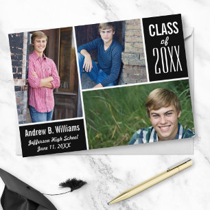 Moderne Abschluss-Fotoklasse 20XX Blau Einladung