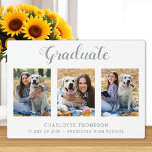 Moderne Abschluss-Fotomaterial bewahren Plaque Fotoplatte<br><div class="desc">Feiern Sie Ihren Absolvent und geben Sie ein besonderes personalisiertes Geschenk mit dieser individuellen Foto Collage Abschluss-Plakette. Diese einzigartige Collage Foto Graduiertenplakette wird ein wertvoller Sake sein. Personalisieren Sie Ihre Lieblings-Senior-oder Uni-Fotos, und personalisieren Sie mit geschlossen Jahr, Name, High School oder Uni. Siehe 'Personalisieren Sie diese Vorlage', um Fotos zu...</div>