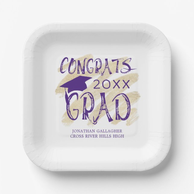 Moderne Abschluss Glückwunsch Grad Cap Custom Colo Pappteller (Vorderseite)