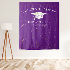 Moderne Abschluss Imitate Gold Confetti Lila/weiß Wandteppich