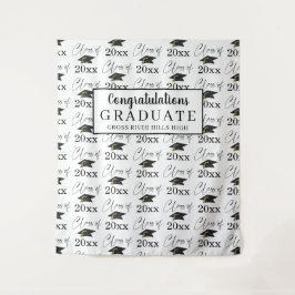 Moderne Abschluss-Klasse Schwarz-Weiß-Muster Wandteppich