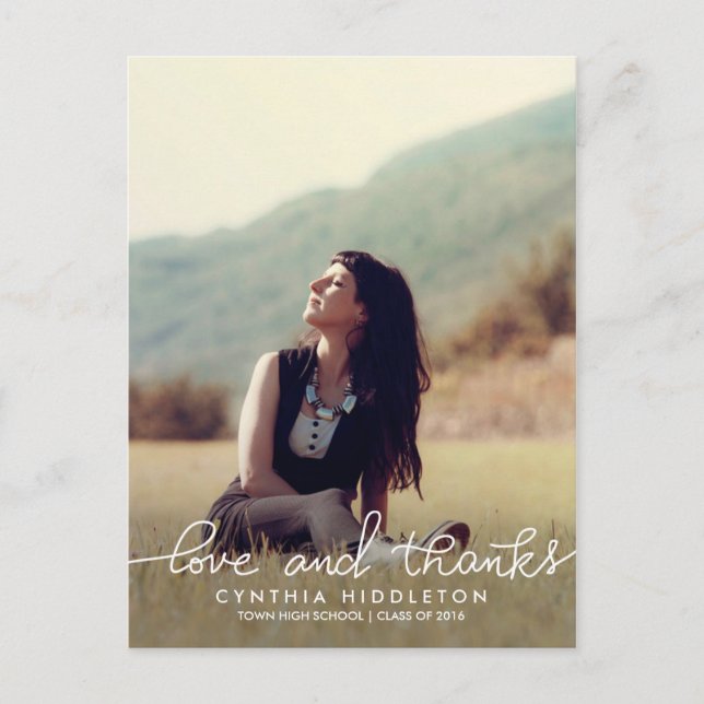 Moderne Abschluss Liebe und dank Typografie Foto Postkarte (Vorderseite)