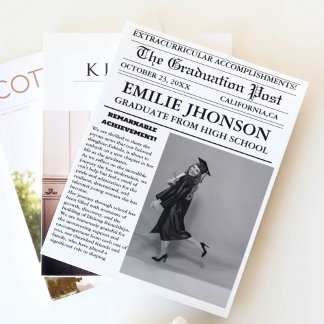 Moderne Abschluss Newspaper High School Einladung