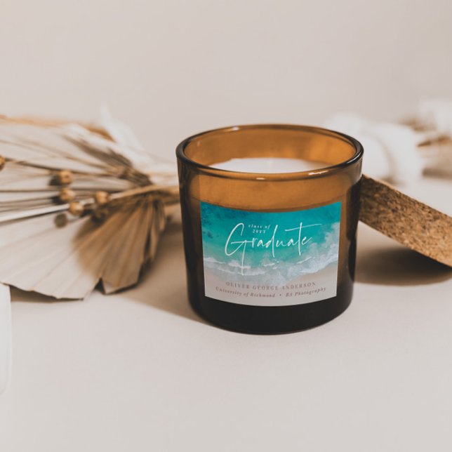 Moderne Abschluss Ocean Beach Skripte Rechteckiger Aufkleber (Von Creator hochgeladen)