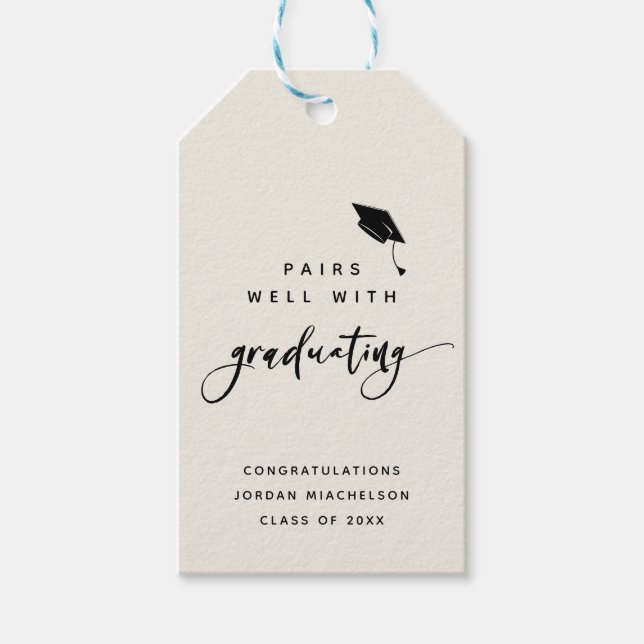 Moderne Abschluss Script Kalligraphie Glückwunsch  Geschenkanhänger (Vorderseite)