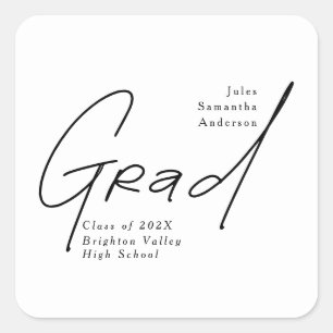 Moderne Abschluss-Script-Typografie Abschlussfeier Quadratischer Aufkleber