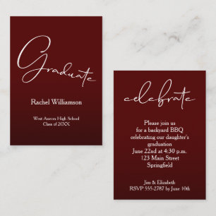 Moderne Abschluss-Skript Dark Maroon Party Begleitkarte