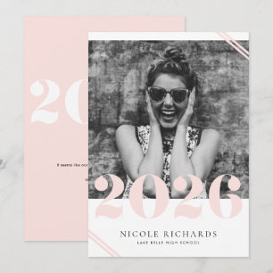 Moderne Abschlussfeier 2024 Foto in Rosenrot Einladung