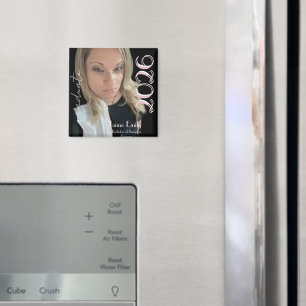 Moderne Abschlussfeier 2026 Hellrosa Foto-Serviett Magnet
