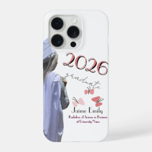 Moderne Abschlussfeier 2026 Rosa Foto iPhone 15 Pro Hülle