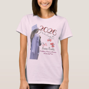 Moderne Abschlussfeier 2026 Rosa Foto T-Shirt