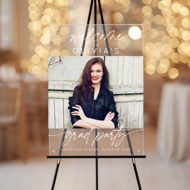 Moderne Abschlussfeier Schriftzug Foto Willkommen  Acrylschild (Von Creator hochgeladen)