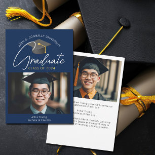 Moderne Abschlussfoto in Navyblau für die Graduier Ankündigung