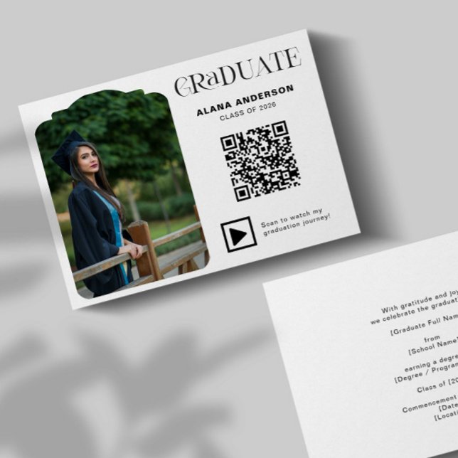 Moderne Abschlussfoto-QR-Code Minimales Arch-Video Ankündigung (Von Creator hochgeladen)