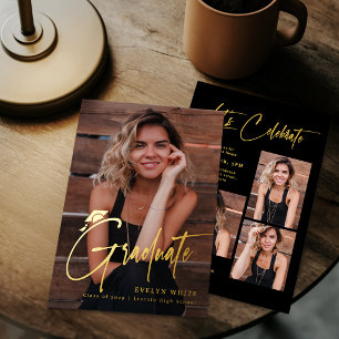 Moderne Abschlusskappen-Schrift 4 Foto Einfache Ab Folieneinladung