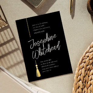 Moderne Abschlussquaste Schwarz Elegant Folieneinladung